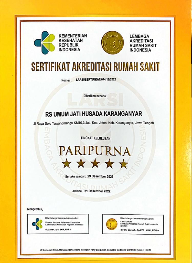 SERTIFIKAT AKREDITASI RUMAH SAKIT PARIPURNA LARSI