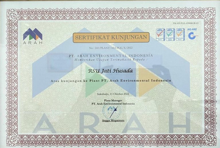 SERTIFIKAT KUNJUNGAN KE PT. ARAH ENVIRONMENTAL INDONESIA
